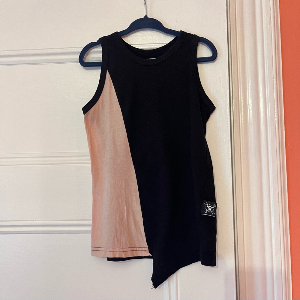 Nununu Kid’s Asymmetric Diagonal Tank Top Black Powder Pink Size 4-5